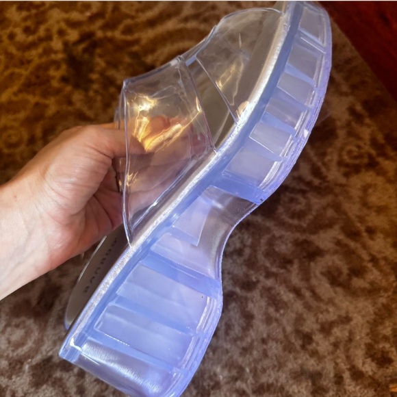 Platform jelly mules transparent clear sandals